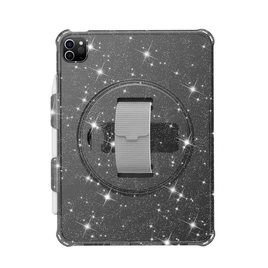 For iPad Pro 11 2022 / 2021 Terminator Shockproof Glitter Powder Tablet Case with Grip Strap(Black) - iPad Pro 11 (2022/2021) Cases by buy2fix | Online Shopping UK | buy2fix