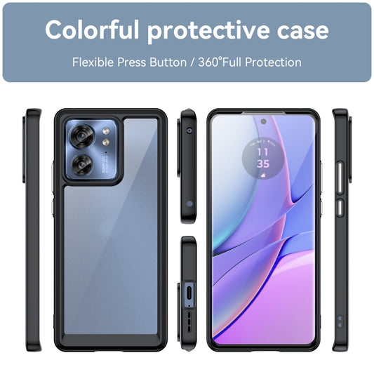 For Motorola Edge 2023 US Colorful Series Acrylic Hybrid TPU Phone Case(Black) by buy2fix