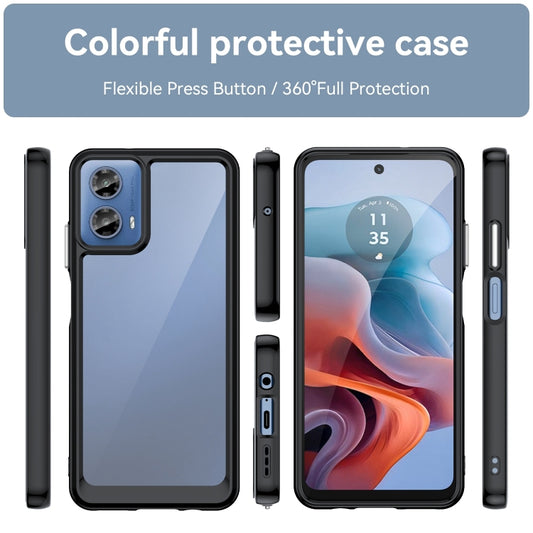 For Motorola Moto G34 Colorful Series Acrylic Hybrid TPU Phone Case(Black) by buy2fix