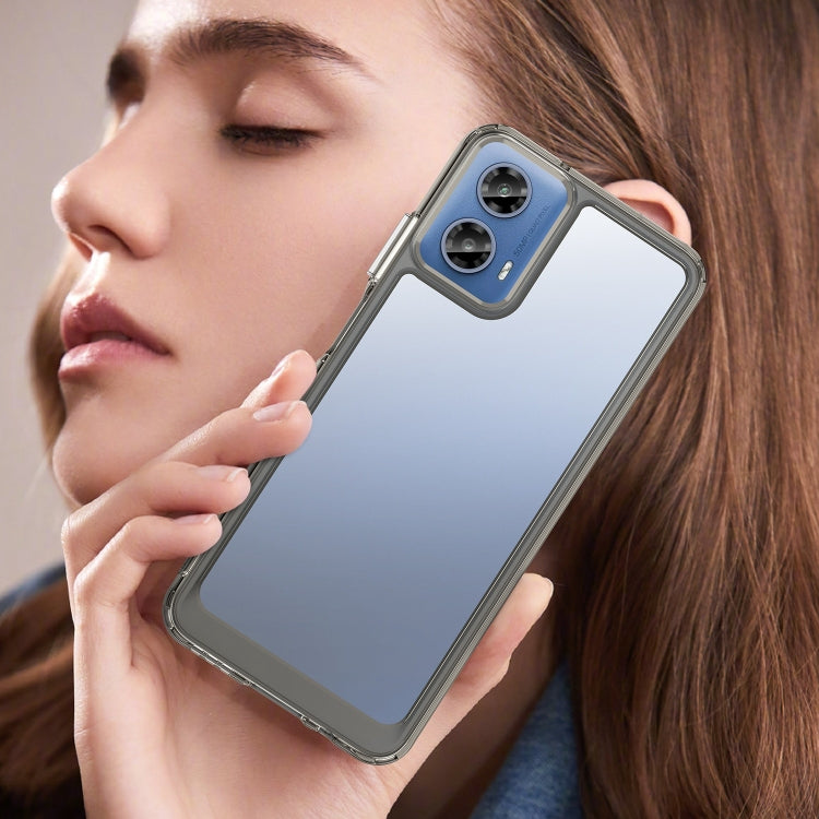For Motorola Moto G34 Colorful Series Acrylic Hybrid TPU Phone Case(Transparent Grey) by buy2fix