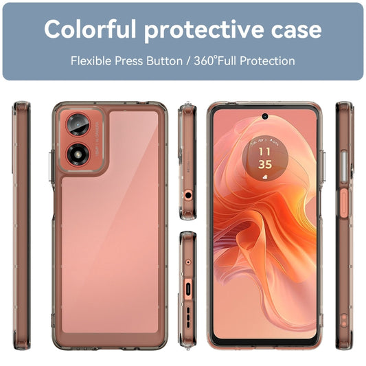 For Motorola Moto G04 Colorful Series Acrylic Hybrid TPU Phone Case(Transparent Grey) by buy2fix