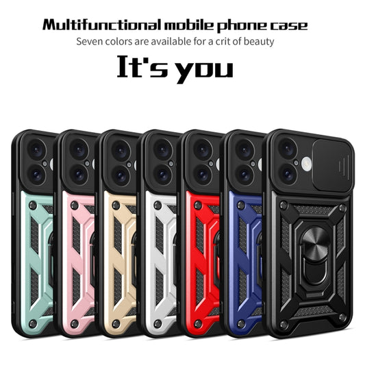 For iPhone 16 Sliding Camera Cover Design TPU+PC Phone Case(Blue) by buy2fix