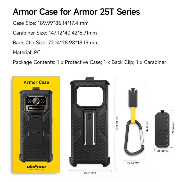 For Ulefone Armor 25T / 25T Pro Ulefone Back Clip Phone Case with Carabiner(Black) by Ulefone