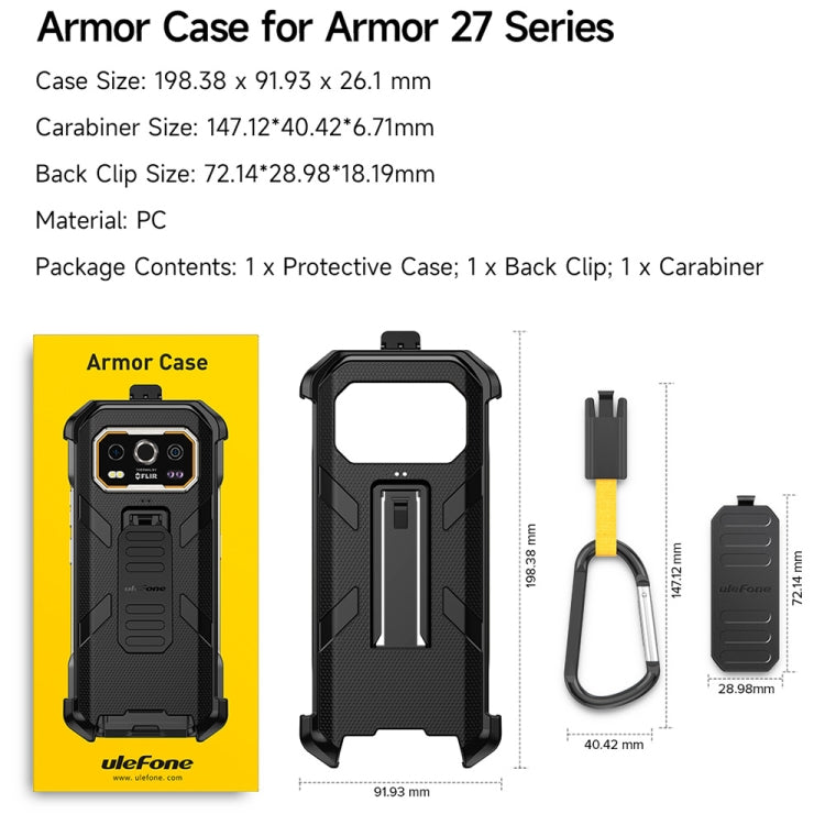 For Ulefone Armor 27 / 27 Pro / 27T / 27T Pro Ulefone Back Clip Phone Case with Carabiner(Black) by Ulefone