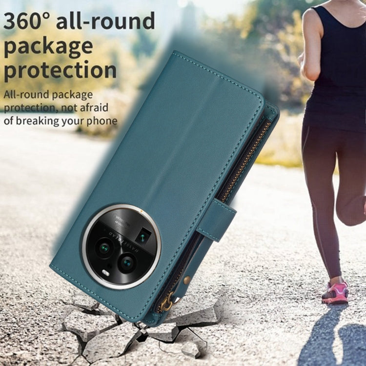 For OPPO Find X6 Pro 9 Card Slots Zipper Wallet Leather Flip Phone Case(Green) by buy2fix