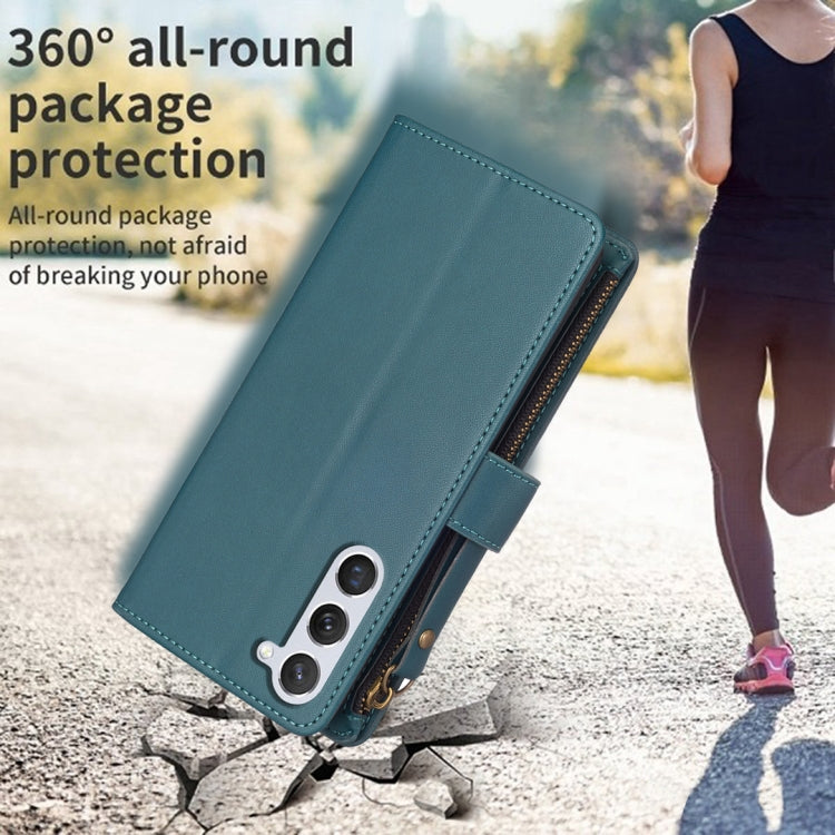 For Samsung Galaxy S23 5G 9 Card Slots Zipper Wallet Leather Flip Phone Case(Green) by buy2fix