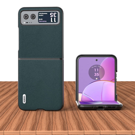 For Motorola Razr 40 ABEEL Genuine Leather Luolai Series Phone Case(Dark Green) by buy2fix