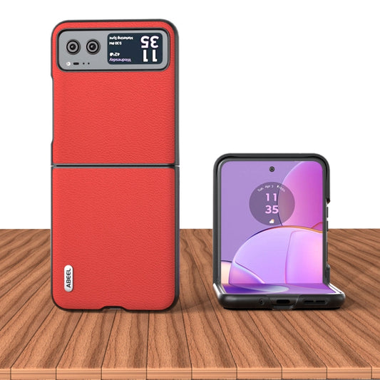 For Motorola Razr 40 ABEEL Genuine Leather Luolai Series Phone Case(Red) by buy2fix