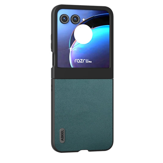 For Motorola Razr 50 ABEEL Genuine Leather Luolai Series Phone Case(Dark Green) by buy2fix