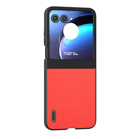 For Motorola Razr 50 ABEEL Genuine Leather Luolai Series Phone Case(Red) by buy2fix