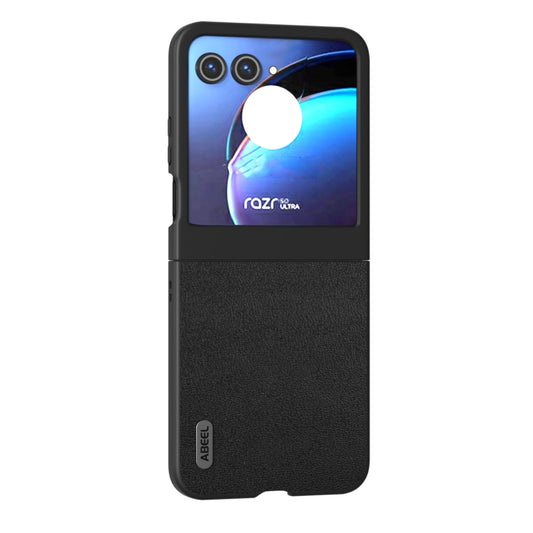 For Motorola Razr 50 ABEEL Genuine Leather Luolai Series Phone Case(Black) by buy2fix
