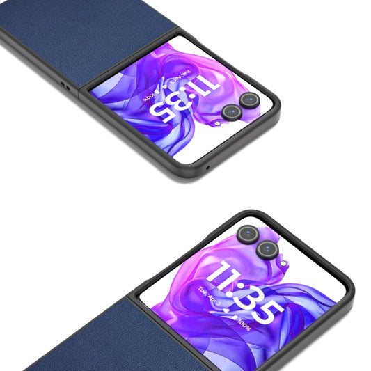 For Motorola Razr 50 Ultra ABEEL Genuine Leather Luolai Series Phone Case(Dark Blue) by buy2fix