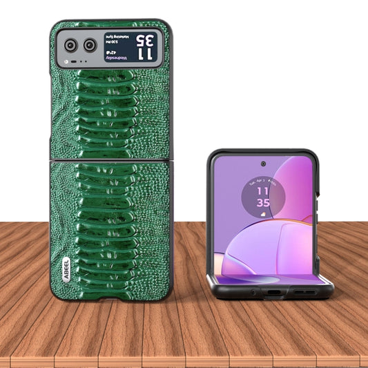 For Motorola Razr 40 ABEEL Genuine Leather Weilai Series Phone Case(Green) by buy2fix