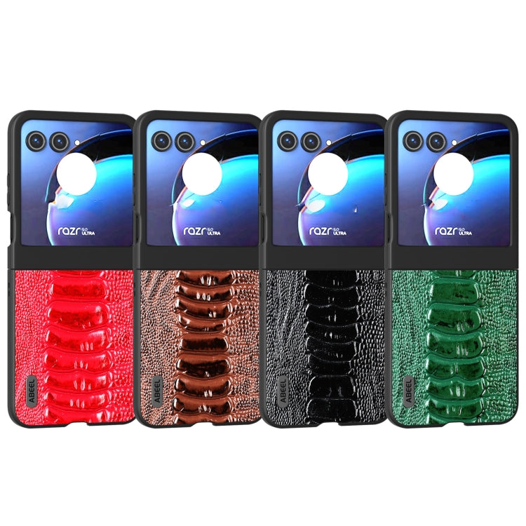 For Motorola Razr 50 ABEEL Genuine Leather Weilai Series Phone Case(Green) by buy2fix