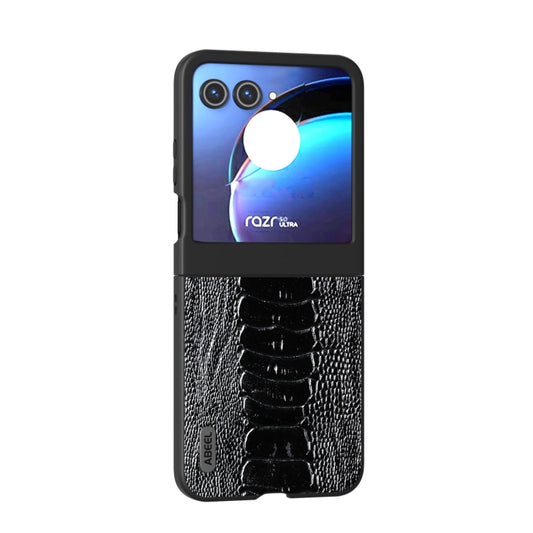 For Motorola Razr 50 ABEEL Genuine Leather Weilai Series Phone Case(Black) by buy2fix