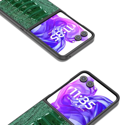 For Motorola Razr 50 Ultra ABEEL Genuine Leather Weilai Series Phone Case(Green) by buy2fix