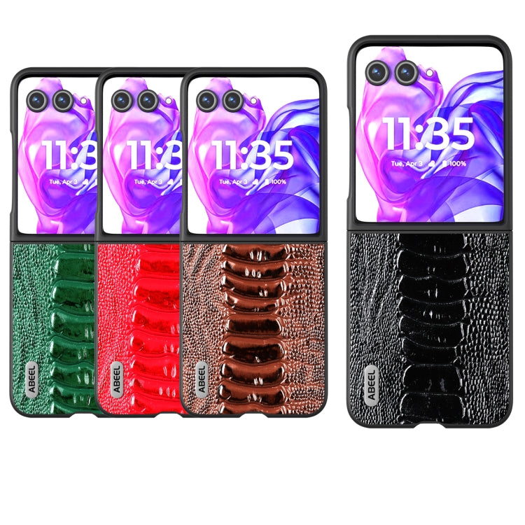 For Motorola Razr 50 Ultra ABEEL Genuine Leather Weilai Series Phone Case(Green) by buy2fix