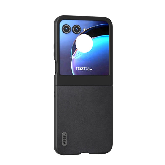 For Motorola Razr 50 ABEEL Genuine Leather Xiaoya Series Phone Case(Black) by buy2fix