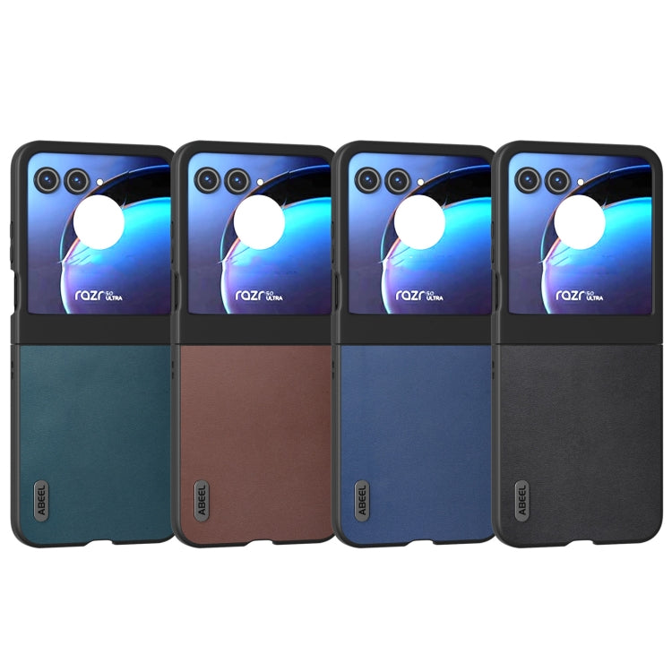 For Motorola Razr 50 ABEEL Genuine Leather Xiaoya Series Phone Case(Black) by buy2fix