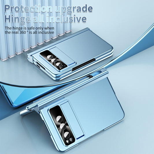 For Google Pixel Fold Integrated Electroplating PC All-inclusive Phone Case with Hinge(Blue) by buy2fix
