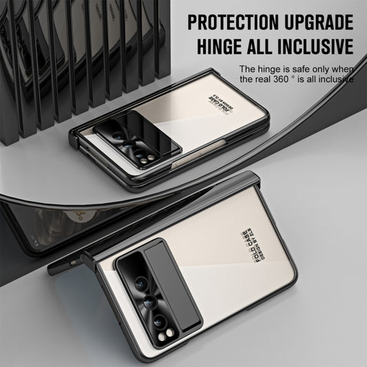 For Google Pixel Fold Integrated Electroplating Folding Phone Case with Hinge(Black) by buy2fix