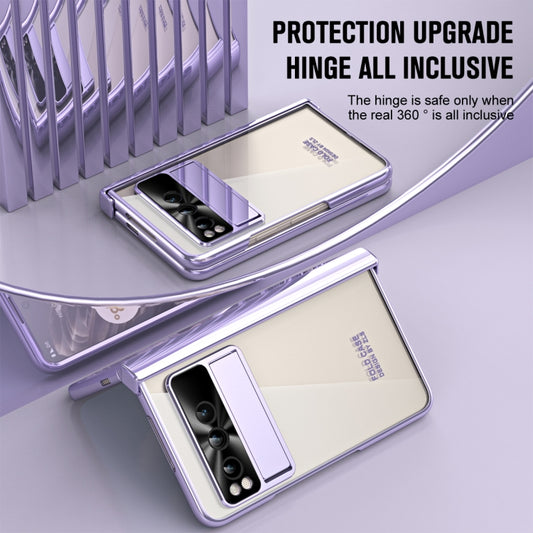 For Google Pixel Fold Integrated Electroplating Folding Phone Case with Hinge(Purple) by buy2fix