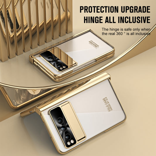 For Google Pixel Fold Integrated Electroplating Folding Phone Case with Pen Slot(Tyrant Gold) by buy2fix