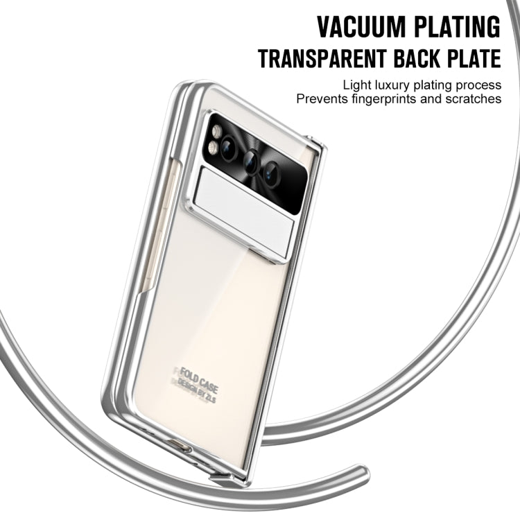 For Google Pixel Fold Integrated Electroplating Folding Phone Case with Pen Slot(Silver) by buy2fix