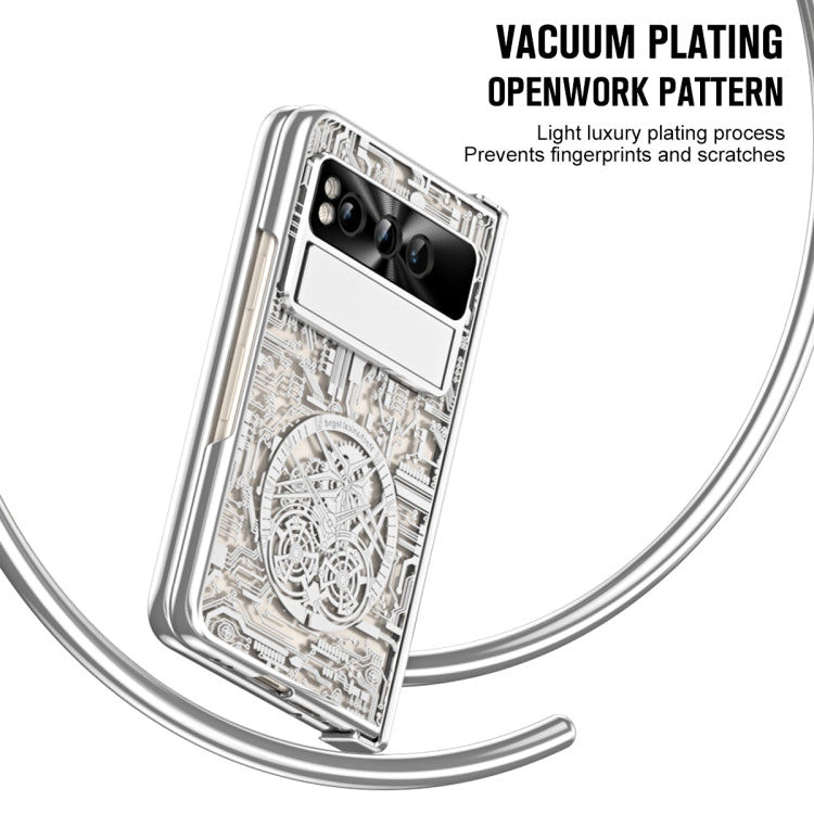For Google Pixel Fold Mechanical Legend Integrated Electroplating All-inclusive Phone Case with Pen Slot(Silver) by buy2fix