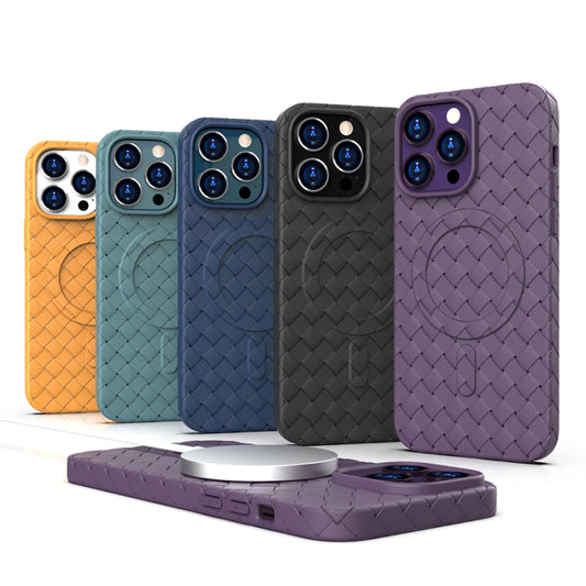 For iPhone 14 Pro Woven Pattern MagSafe Magnetic Cooling Phone Case(Green) by buy2fix