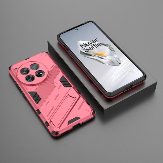 For OnePlus 12 5G Punk Armor 2 in 1 PC + TPU Phone Case with Holder(Light Red) by buy2fix