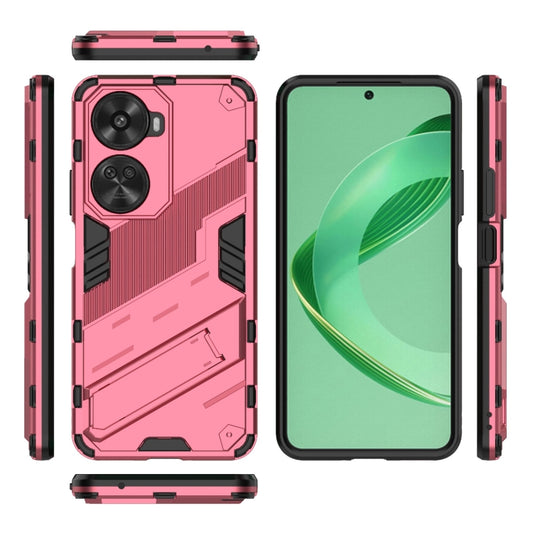 For Huawei nova 11 SE Punk Armor 2 in 1 PC + TPU Phone Case with Holder(Light Red) by buy2fix