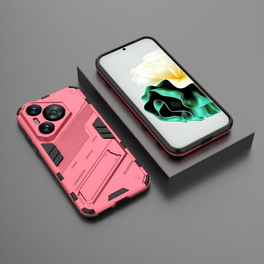 For Huawei Pura 70 Punk Armor 2 in 1 PC + TPU Phone Case with Holder(Light Red) by buy2fix