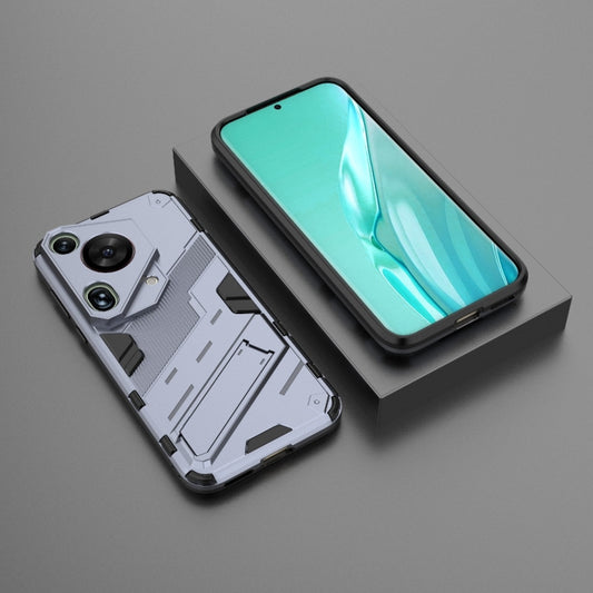 For Huawei Pura 70 Ultra Punk Armor 2 in 1 PC + TPU Phone Case with Holder(Grey) by buy2fix