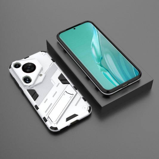 For Huawei Pura 70 Ultra Punk Armor 2 in 1 PC + TPU Phone Case with Holder(White) by buy2fix