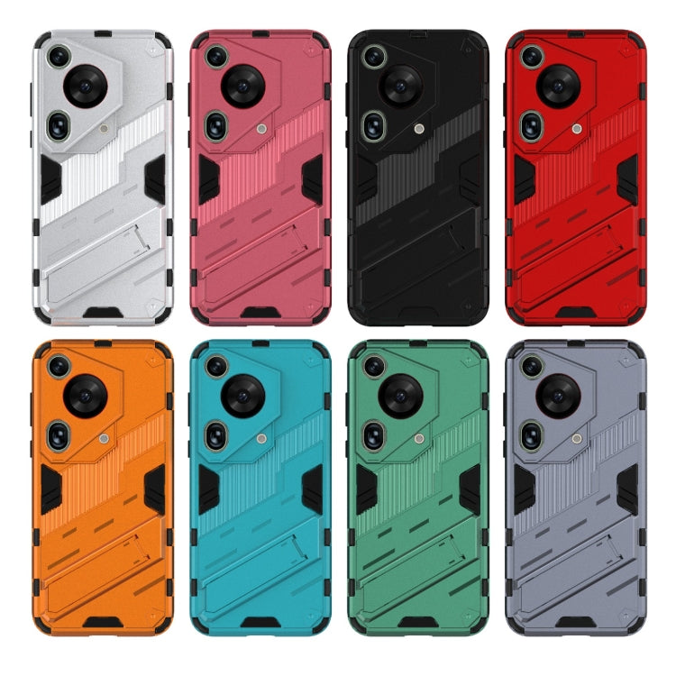 For Huawei Pura 70 Ultra Punk Armor 2 in 1 PC + TPU Phone Case with Holder(Light Red) by buy2fix