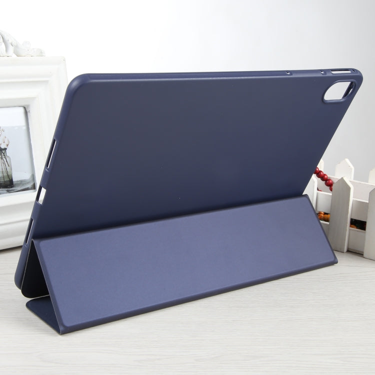 For Huawei MatePad SE 11 GEBEI 3-folding Holder Shockproof Flip Leather Tablet Case(Dark Blue) - Huawei by GEBEI | Online Shopping UK | buy2fix