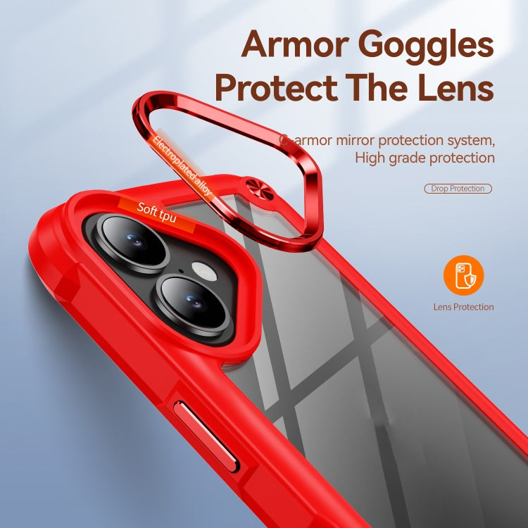 For iPhone 16 TPU + PC Lens Protection Phone Case(Red) by buy2fix