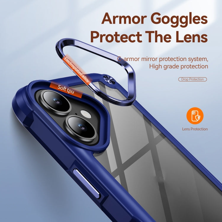 For iPhone 16 TPU + PC Lens Protection Phone Case(Blue) by buy2fix
