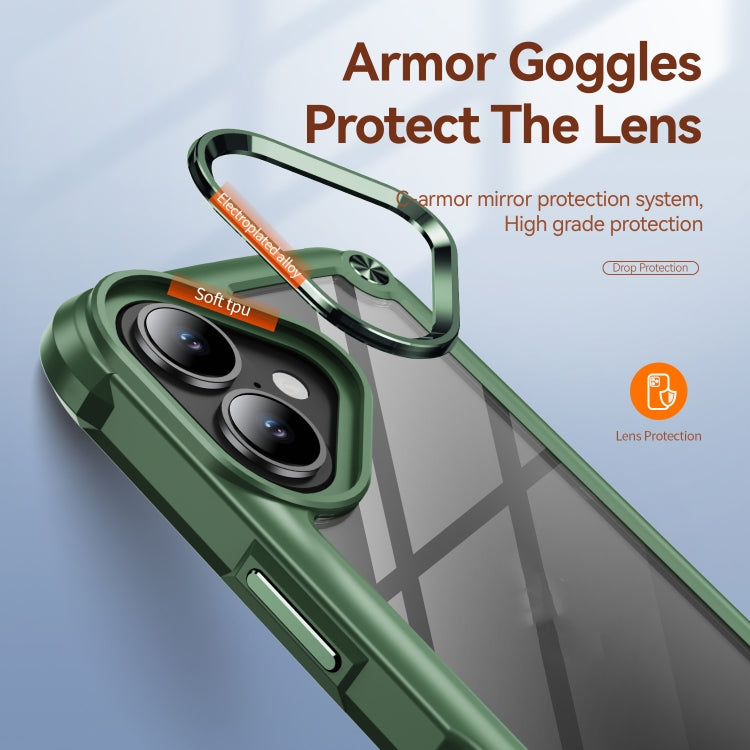 For iPhone 16 TPU + PC Lens Protection Phone Case(Green) by buy2fix