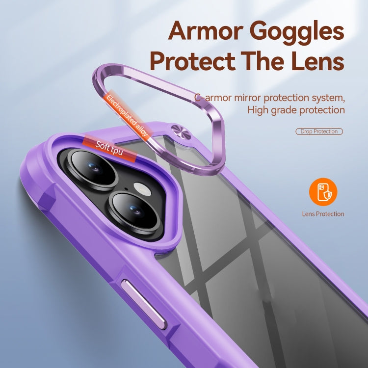 For iPhone 16 TPU + PC Lens Protection Phone Case(Purple) by buy2fix
