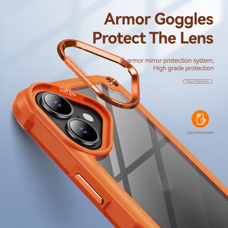 For iPhone 16 TPU + PC Lens Protection Phone Case(Orange) by buy2fix
