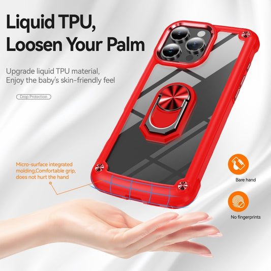 For iPhone 16 Pro Max TPU + PC Lens Protection Phone Case with Ring Holder(Red) by buy2fix