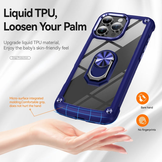 For iPhone 16 Pro Max TPU + PC Lens Protection Phone Case with Ring Holder(Blue) by buy2fix