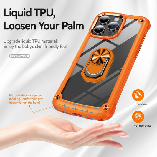 For iPhone 16 Pro Max TPU + PC Lens Protection Phone Case with Ring Holder(Orange) by buy2fix