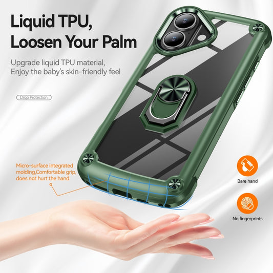 For iPhone 16 TPU + PC Lens Protection Phone Case with Ring Holder(Green) by buy2fix