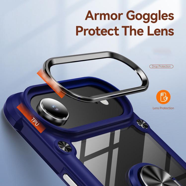 For iPhone Air TPU + PC Lens Protection Phone Case with Ring Holder(Blue) - iPhone Air Cases by buy2fix | Online Shopping UK | buy2fix
