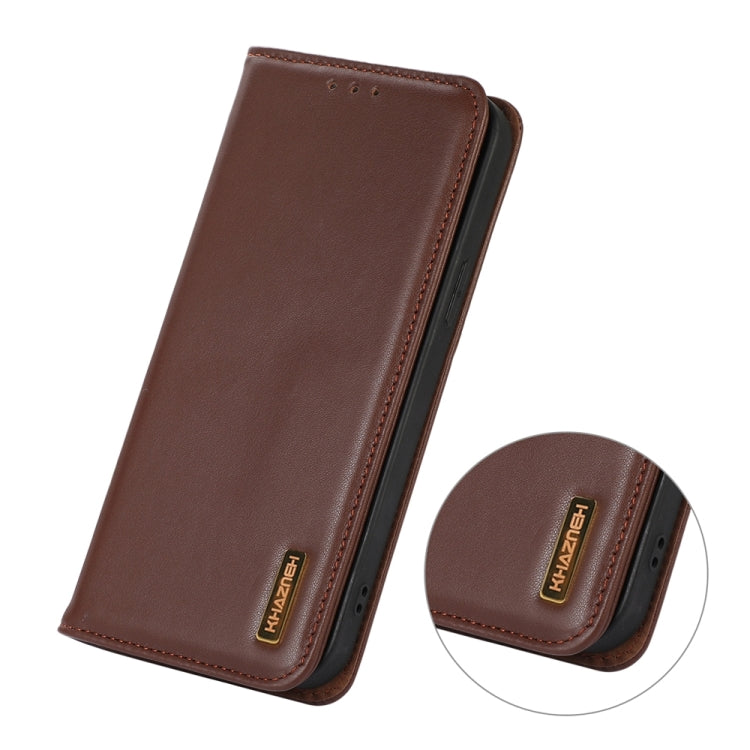 For iPhone 15 Pro KHAZNEH Nappa Top Layer Cowhide Leather Phone Case(Brown) - iPhone 15 Pro Cases by buy2fix | Online Shopping UK | buy2fix