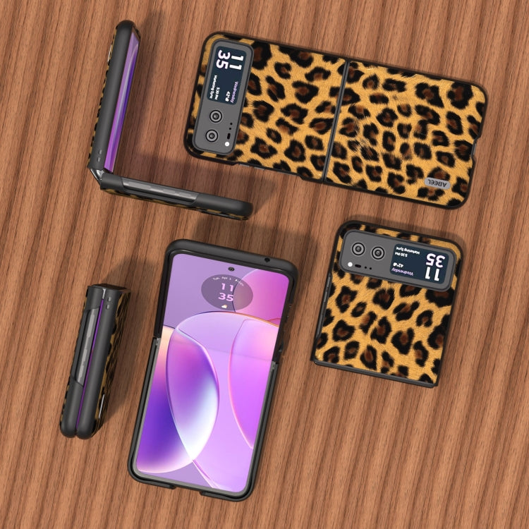 For Motorola Razr 40 ABEEL Black Edge Leopard Phone Case(Golden Leopard) by buy2fix
