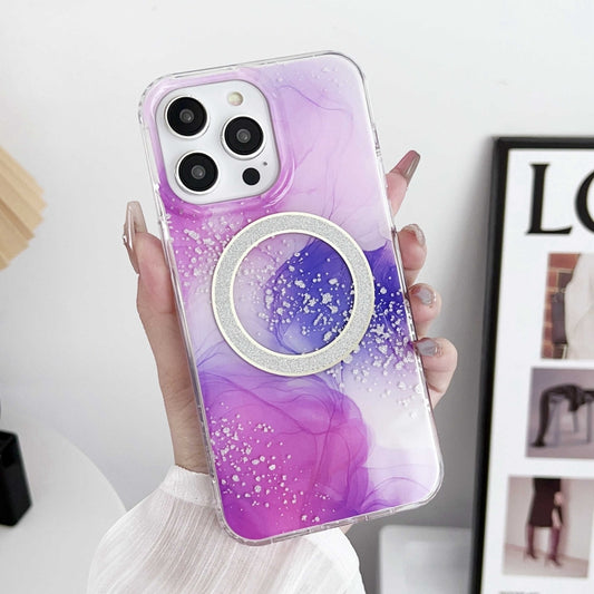 For iPhone 14 Pro Max Dual-side IMD Marble Magsafe Phone Case(Smudged Purple) by buy2fix